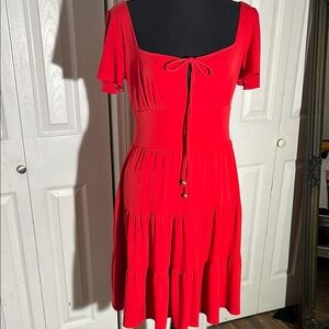 Boston Proper Vibrant Red Midi Dress